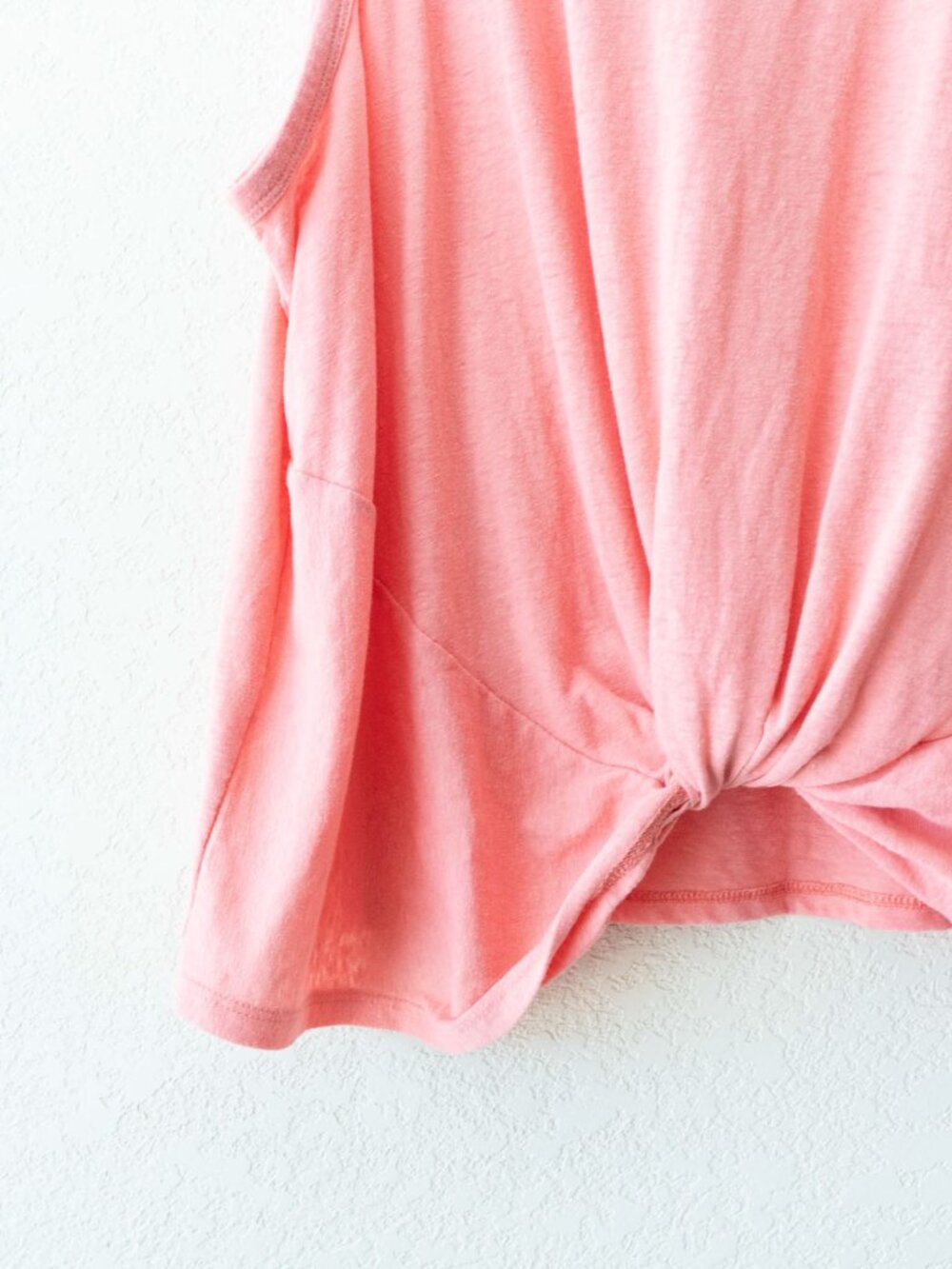 J Crew Womens L Coral Pink Twist Front Tank Top Slub Knit Sleeveless Relaxed - Picture 7 of 14